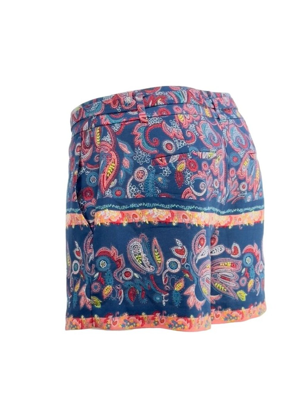 LOFT Women's Shorts Belted Paisley Print Blue Pink   Size 2 - Picture 3 of 8
